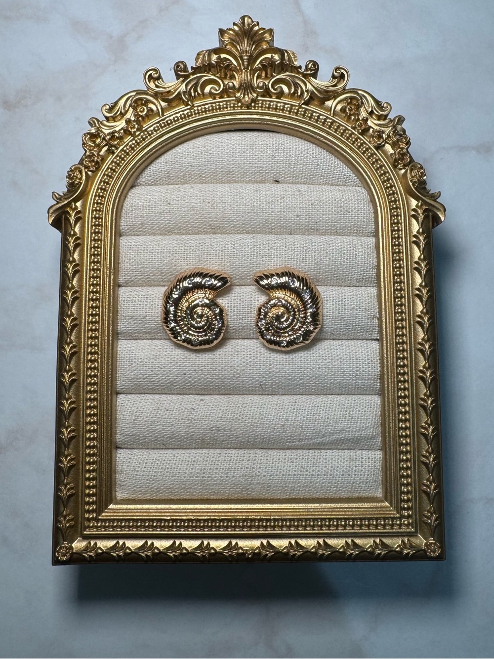 Gold Spiral Nautilus Shell earrings